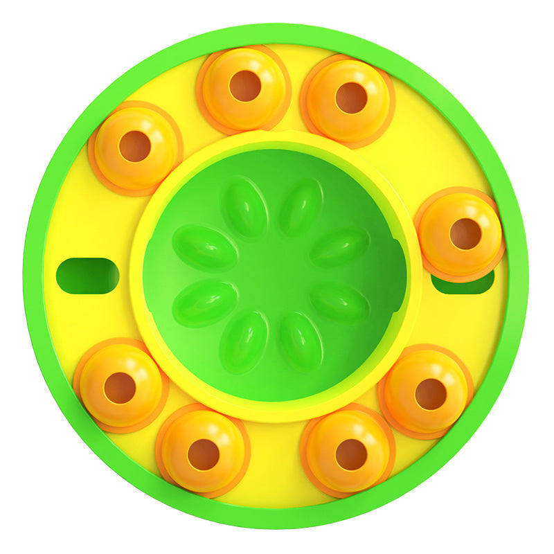 Interactive slow feeder puzzle bowl for dogs with non-slip base and food-dispensing design