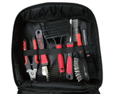 Portable pet cleaning and grooming kit with 9 pieces in waterproof carrying bag